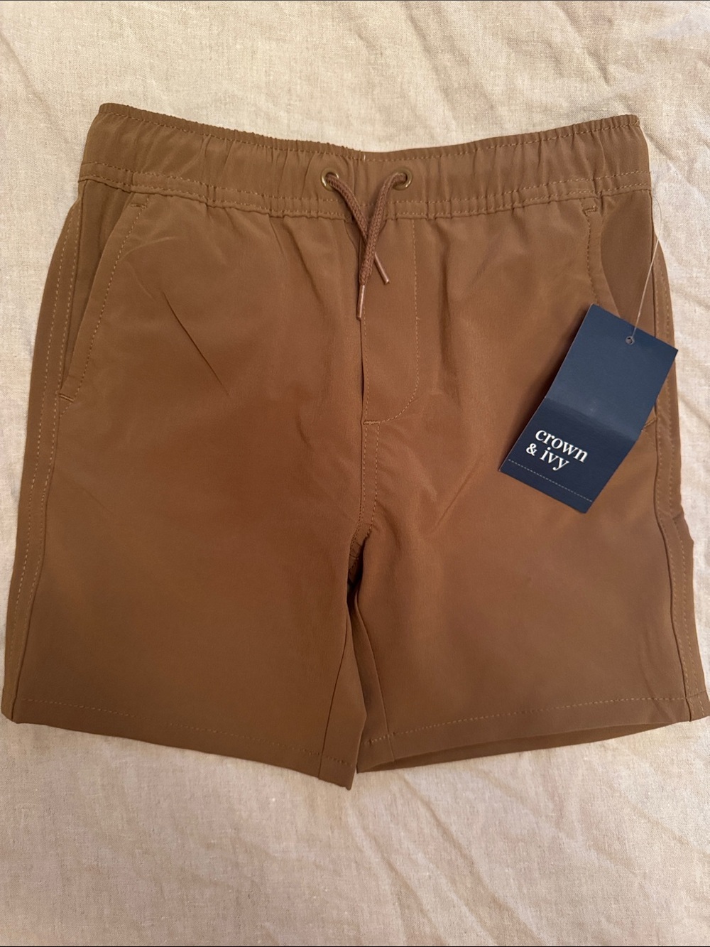 crown & ivy boys Tan shorts in buck khaki